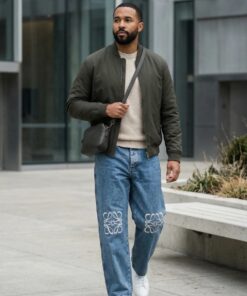 Wide-Leg Laser Denim Pants