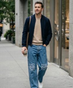 Wide-Leg Laser Denim Pants