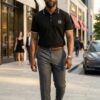 Contrast Trim Piqué Polo - Black