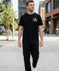 Embroidered Rabbit Graphic Tee – Black