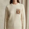 Textured Cable Knit Sweater - Beige