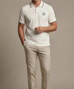 Contrast Trim Piqué Polo - White
