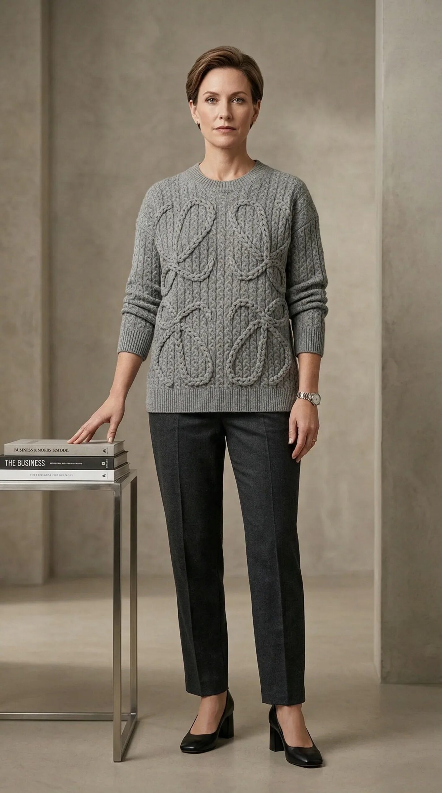 Heritage Cable Knit Sweater - Gray