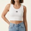 Cropped Ribbed Tank Top - White
