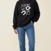 Embroidered Graphic Sweatshirt - Black
