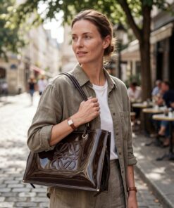 PVC and Leather Tote Bag - Black