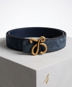Reversible Bombé Leather Belt - Blue