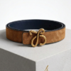 Reversible Bombé Leather Belt - Tan