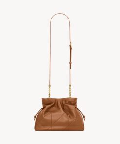 Jamie shoulder pouch bag in lambskin leather – Caramel