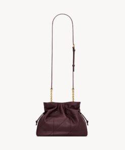 Shoulder Pouch bag in lambskin leather – Burgundy
