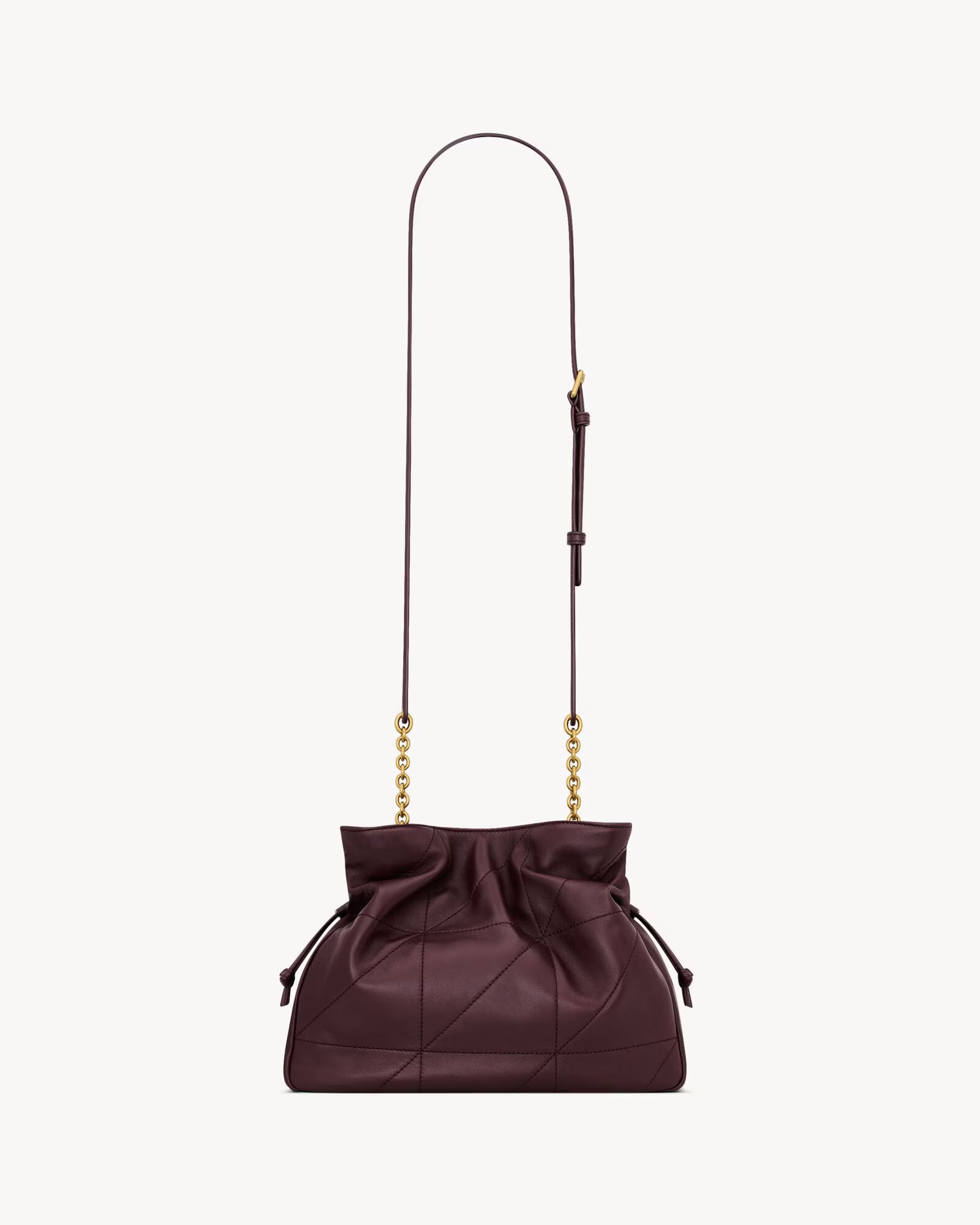 Shoulder Pouch bag in lambskin leather – Burgundy