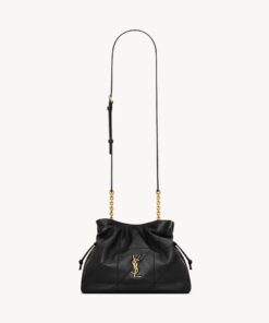 Jamie shoulder pouch bag in lambskin leather – Black