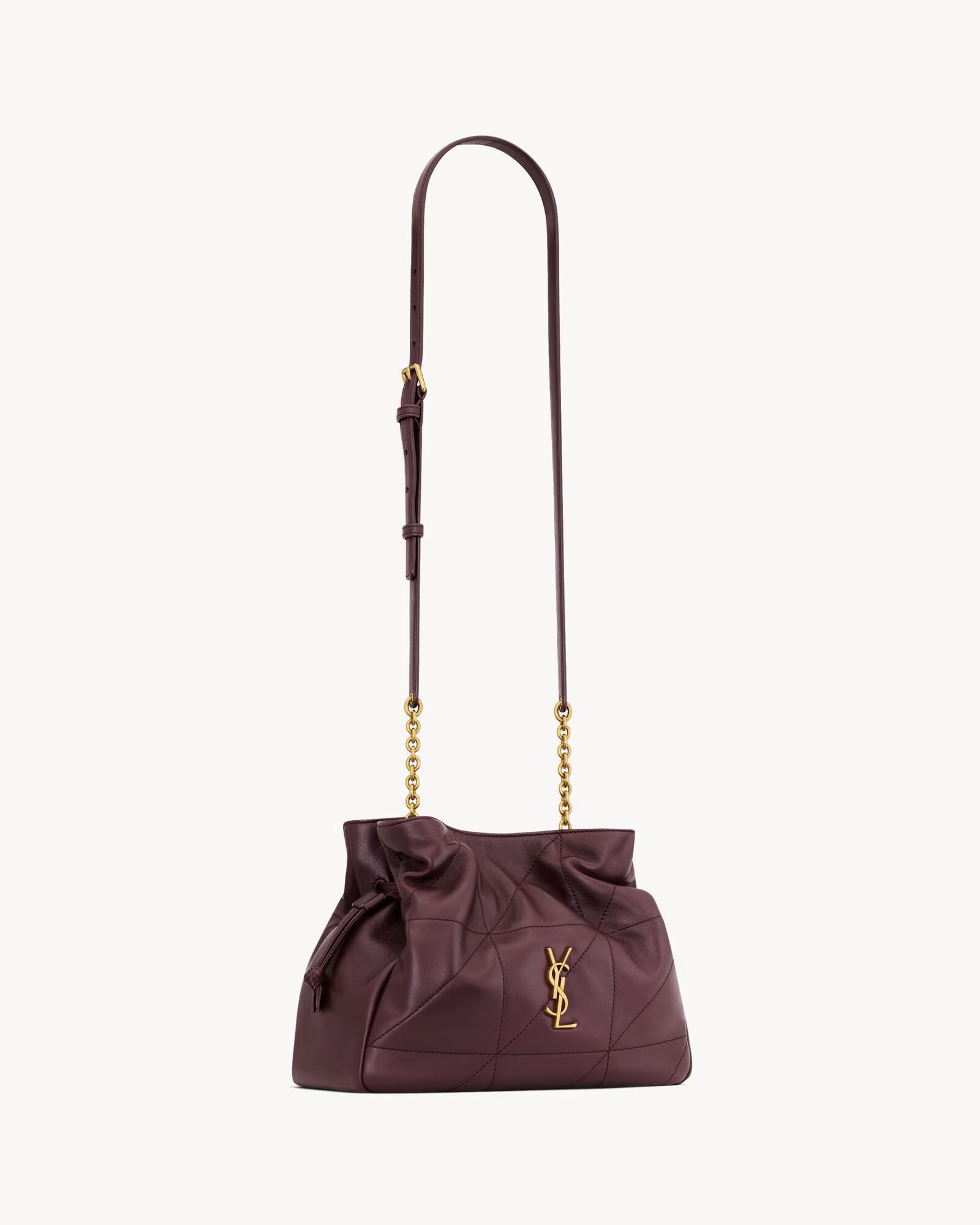 Shoulder Pouch bag in lambskin leather – Burgundy