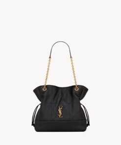 JAMIE SHOPPING BAG in lambskin leather – Black