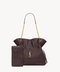 JAMIE SHOPPING BAG in lambskin leather – Brown