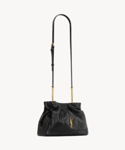 Jamie shoulder pouch bag in lambskin leather – Black