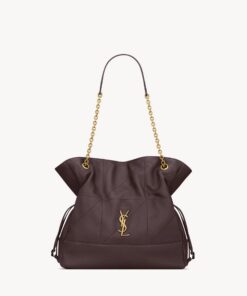 JAMIE SHOPPING BAG in lambskin leather – Brown