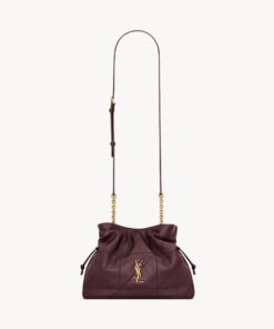 Shoulder Pouch bag in lambskin leather – Burgundy