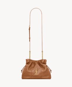 Jamie shoulder pouch bag in lambskin leather – Caramel