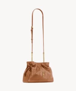 Jamie shoulder pouch bag in lambskin leather – Caramel
